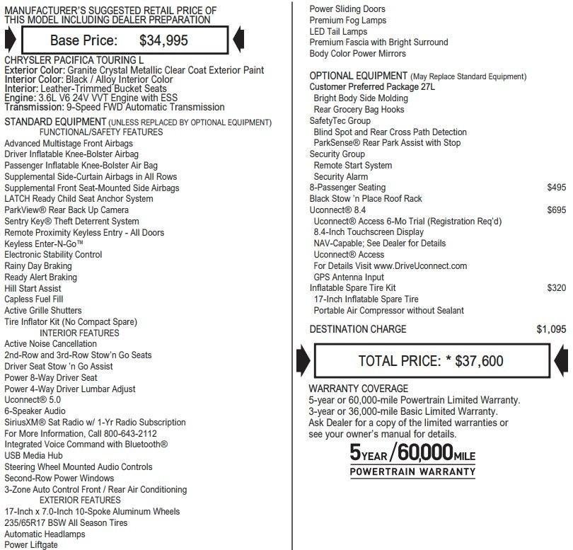 2017 Chrysler Pacifica Touring-L