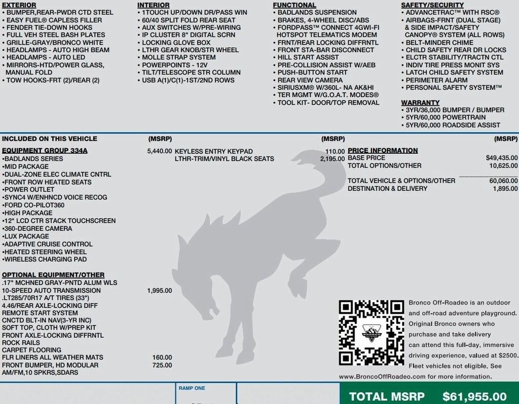 2023 Ford Bronco Badlands 4 Door Advanced 4x4