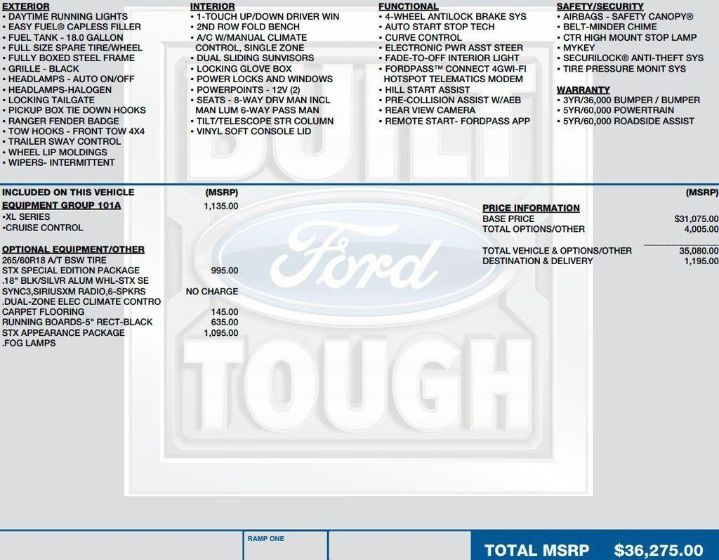 2021 Ford Ranger XL 4WD SuperCrew 5' Box