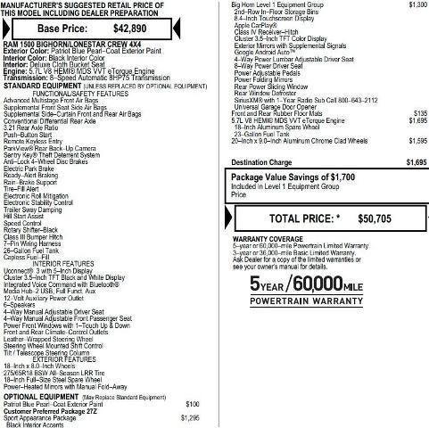 2020 RAM 1500 Big Horn Crew Cab 4x4 5'7' Box