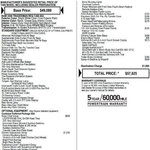 2024 RAM 3500 Tradesman Regular Cab 4x4 8' Box
