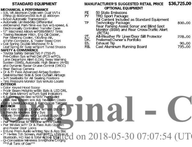 2018 Toyota Tacoma TRD Sport Double Cab 6' Bed V6 4x4 AT (Natl)